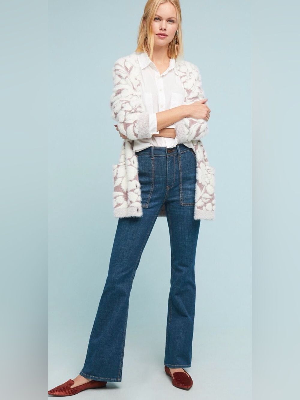 Pilcro Anthropologie Utility Patch Pocket High Waist Bootcut Jeans 27